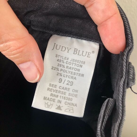 Judy Blue Dreamer High Waist Skinny Fit Distressed Black Jeans Size 9/29 JB88268 - Picture 9 of 10